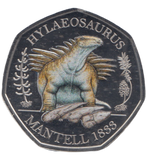 2020 50 PENCE HYLAEOSAURUS COLOURED ( BU )