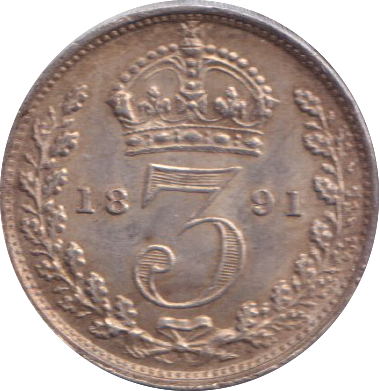 1891 THREEPENCE ( GVF )