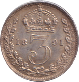 1891 THREEPENCE ( GVF )