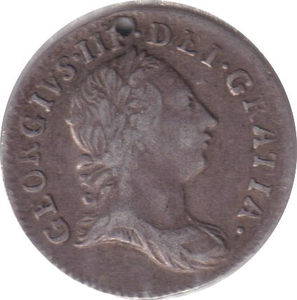 1762 MAUNDY THREEPENCE ( VF ) HOLED
