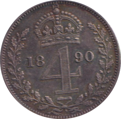 1890 AUNC MAUNDY FOURPENCE
