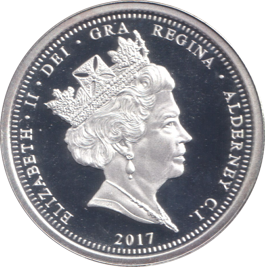 2017 SILVER PROOF FIVE POUNDS ALDERNEY