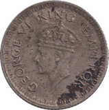 1943 SILVER 1/4 RUPEE INDIA
