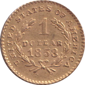 1853 GOLD ONE DOLLAR USA