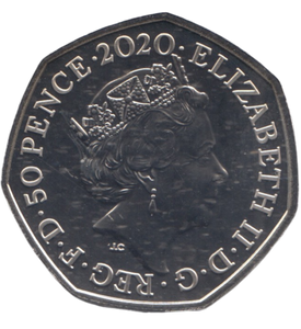 2020 50 PENCE IGUANODON COLOURED ( BU )