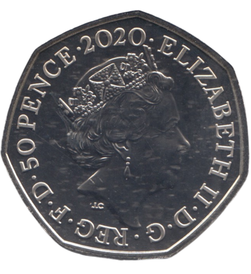 2020 50 PENCE IGUANODON COLOURED ( BU )