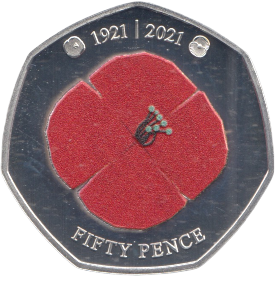 2021 SILVER PROOF 50 PENCE POPPY