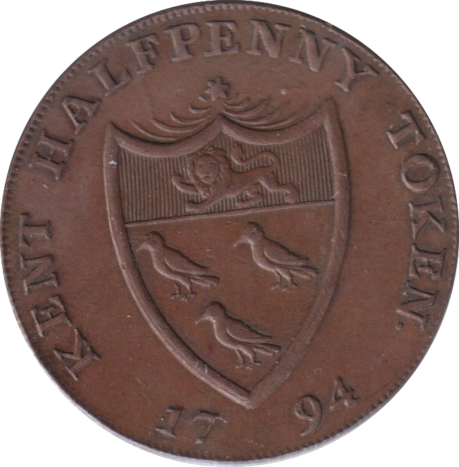 1794 HALF PENNY TOKEN KENT