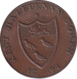 1794 HALF PENNY TOKEN KENT