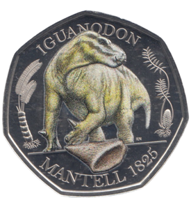 2020 50 PENCE IGUANODON COLOURED ( BU )