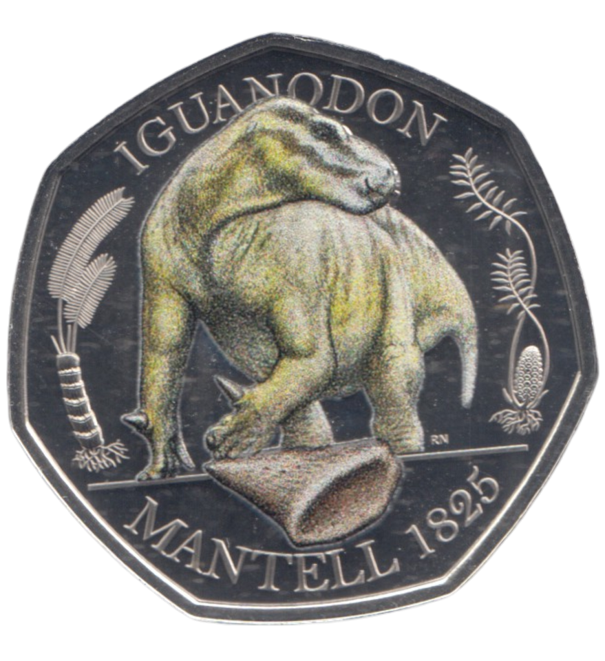 2020 50 PENCE IGUANODON COLOURED ( BU )