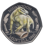 2020 50 PENCE IGUANODON COLOURED ( BU )