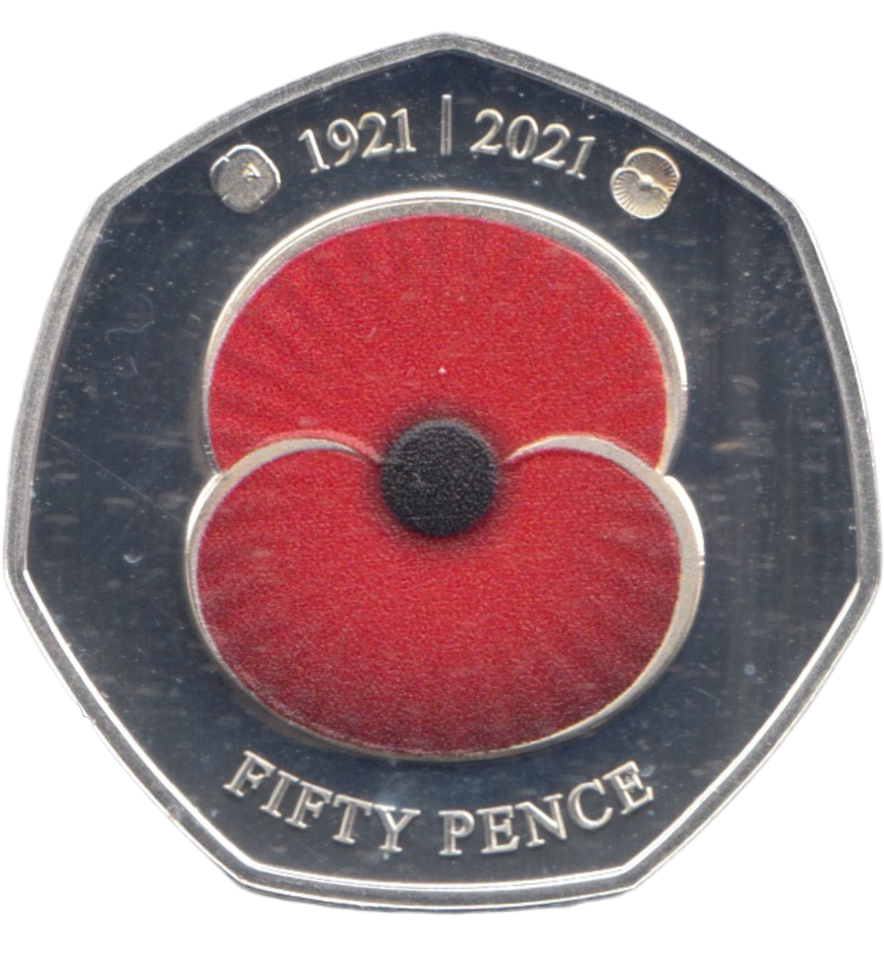 2021 SILVER PROOF 50 PENCE POPPY