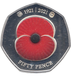 2021 SILVER PROOF 50 PENCE POPPY