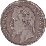 1867 SILVER 5 FRANCS FRANCE