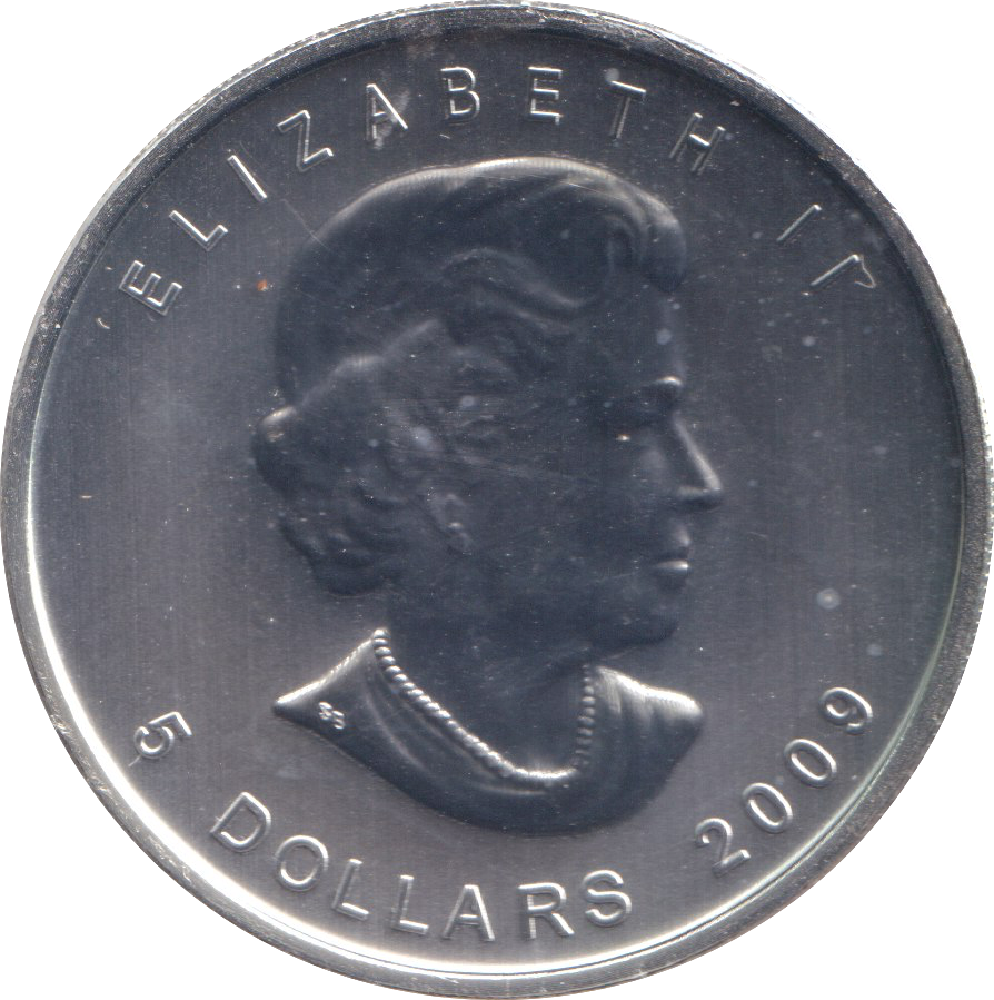 2009 1 OZ .999 FINE SILVER 5 DOLLARS CANADA