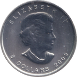 2009 1 OZ .999 FINE SILVER 5 DOLLARS CANADA
