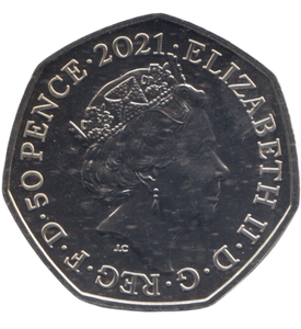 2021 50 PENCE TEMNODONTOSAURUS COLOURED ( BU )