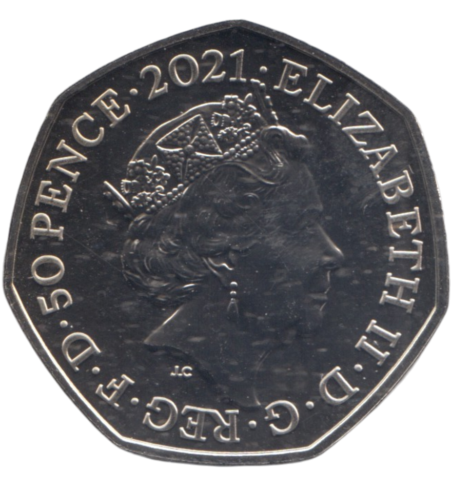 2021 50 PENCE TEMNODONTOSAURUS COLOURED ( BU )