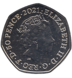 2021 50 PENCE TEMNODONTOSAURUS COLOURED ( BU )