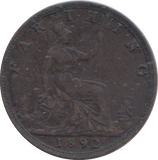 1892 FARTHING ( VF )