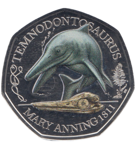 2021 50 PENCE TEMNODONTOSAURUS COLOURED ( BU )