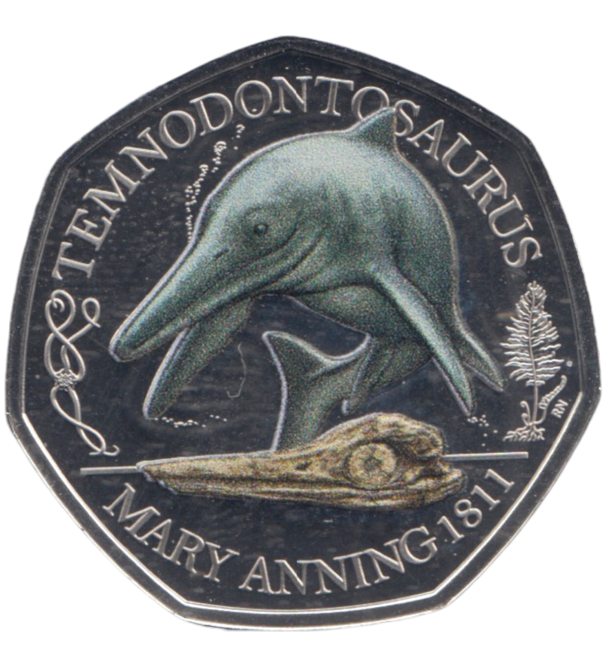 2021 50 PENCE TEMNODONTOSAURUS COLOURED ( BU )