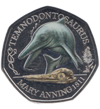 2021 50 PENCE TEMNODONTOSAURUS COLOURED ( BU )
