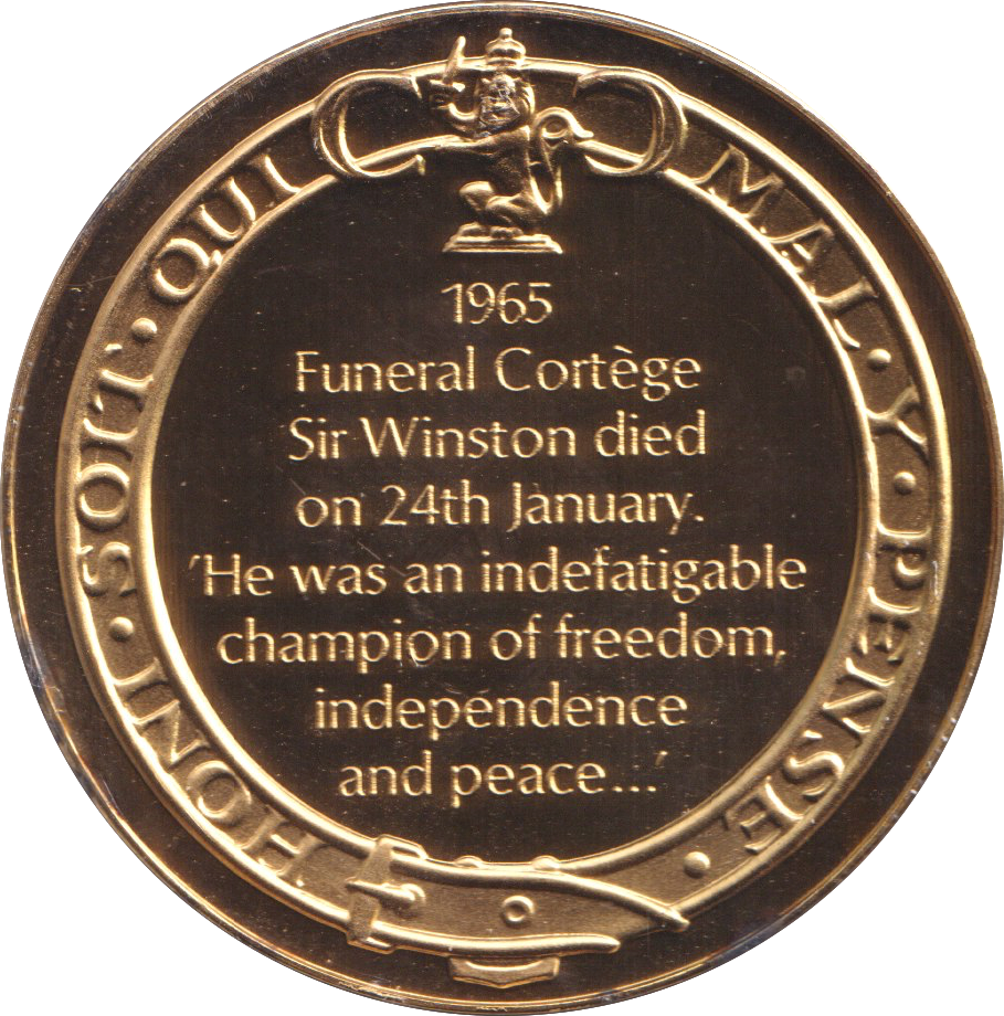1974 SILVER GOLD PLATED WINSTON CHURCHILL FUNERAL MEDALLION