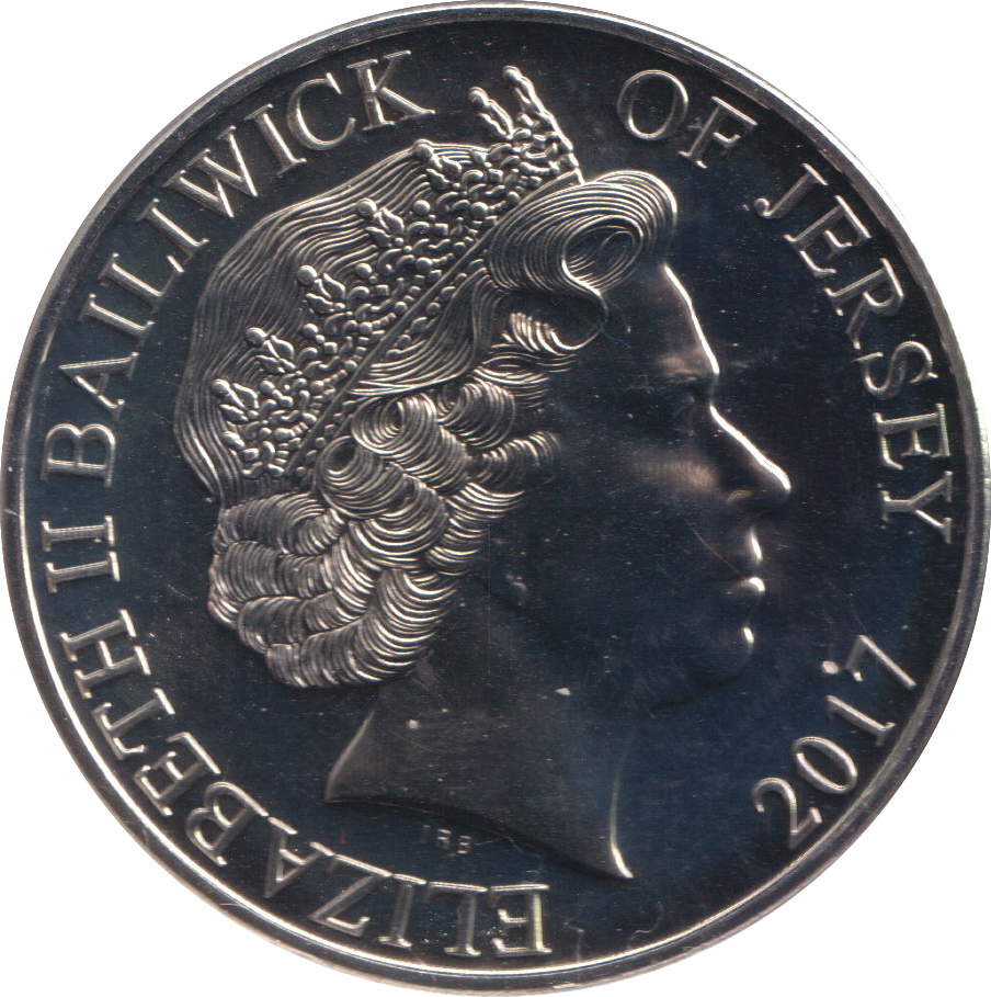 2017 SAPPHIRE JUBILEE FIVE POUNDS BU BAILIWICK OF JERSEY