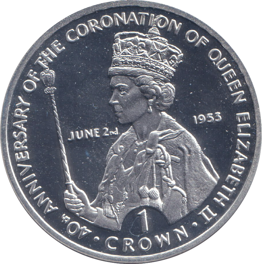 1993 SILVER PROOF ONE CROWN CORONATION OF QUEEN ELIZABETH II