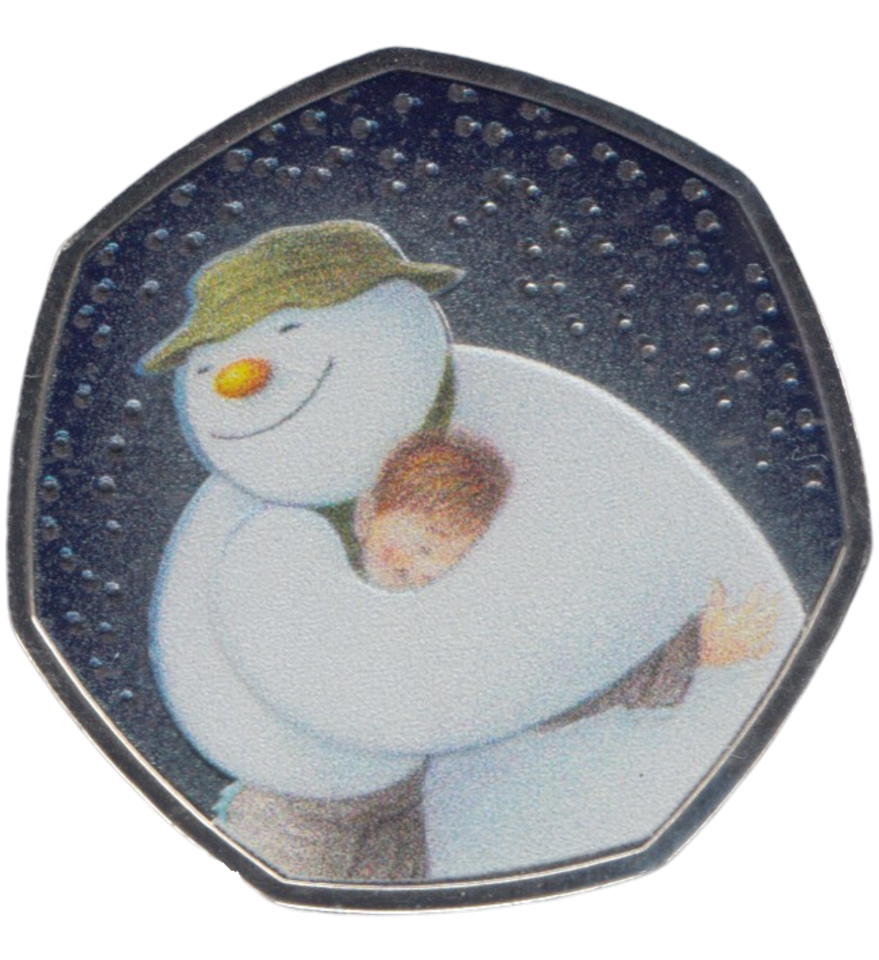 2020 50 PENCE THE SNOWMAN COLOURED ( BU )