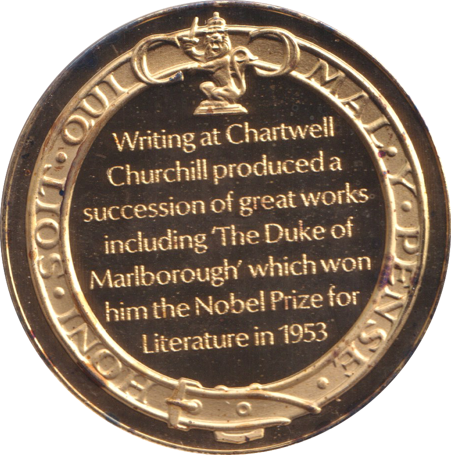 1974 SILVER GOLD PLATED WINSTON CHURCHILL WRITING AT CHARTWELL MEDALLION