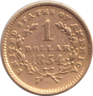 1854 GOLD ONE DOLLAR USA