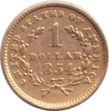 1854 GOLD ONE DOLLAR USA