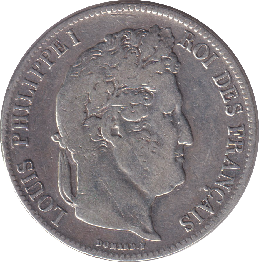1840 SILVER 5 FRANC CLEANED FRANCE