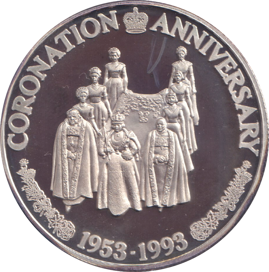1993 SILVER PROOF 20 CROWN CORONATION ANNIVERSARY