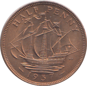 1937 HALFPENNY ( UNC ) 2