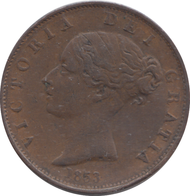 1853 HALFPENNY ( GVF )