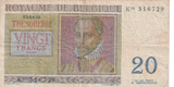 1956 BELGIUM 20 FRANCS BANKNOTE REF-1692