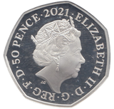2021 SILVER PROOF COLOURED 50 P TEMNODONTOSAURUS