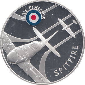 2008 SILVER PROOF £5 SPITFIRE