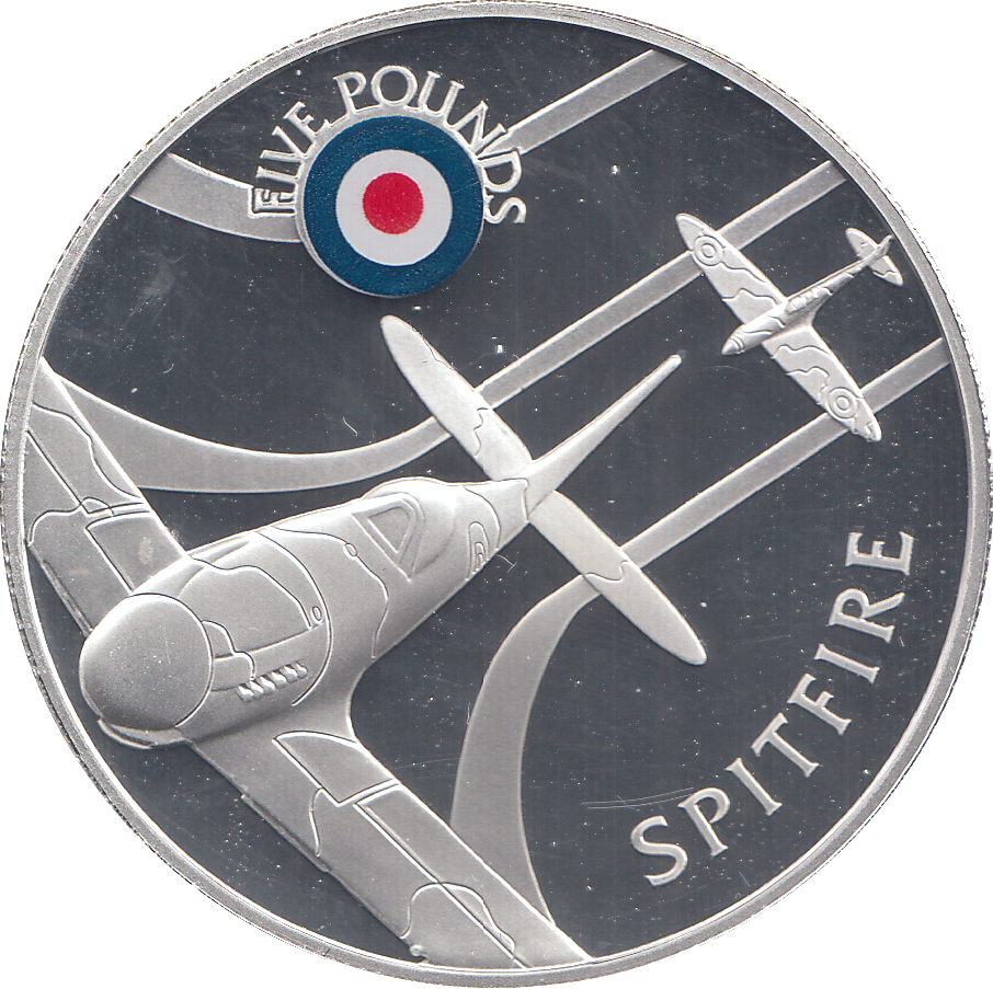 2008 SILVER PROOF £5 SPITFIRE