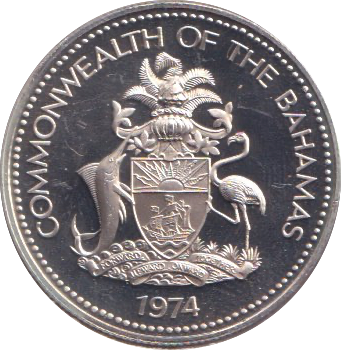 1974 SILVER PROOF 50 CENTS BAHAMAS