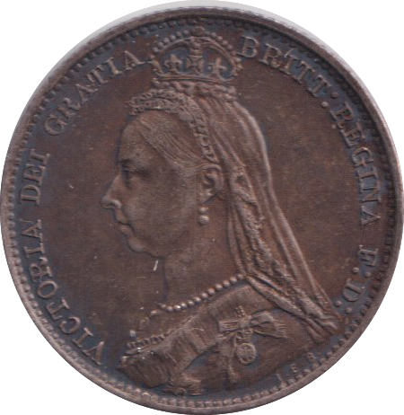 1890 SIXPENCE ( AUNC )