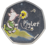 2020 SILVER PROOF COLOURED 50 P PIGLET