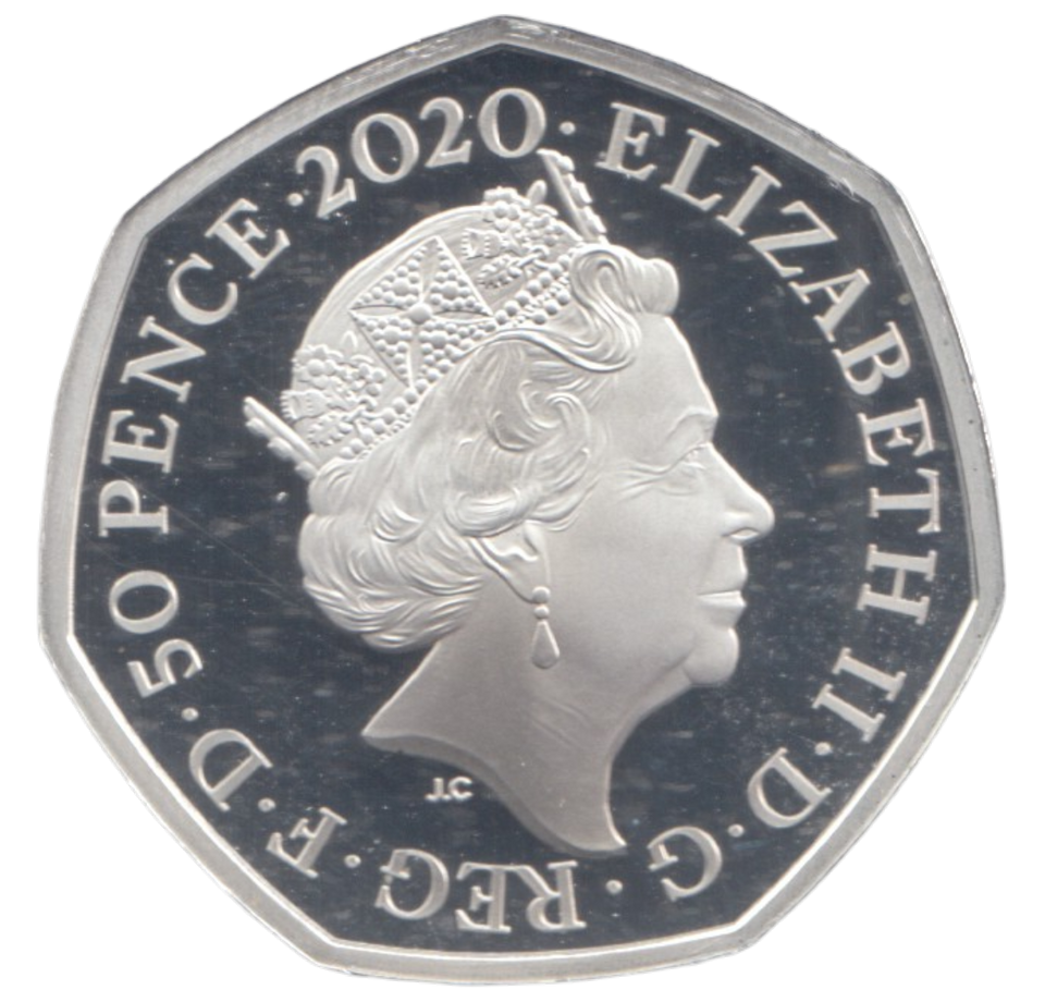2020 SILVER PROOF COLOURED 50 P PIGLET