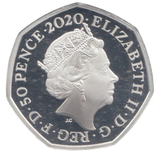 2020 SILVER PROOF COLOURED 50 P PIGLET
