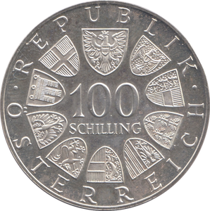 1977 SILVER PROOF 100 SCHILLING AUSTRIA