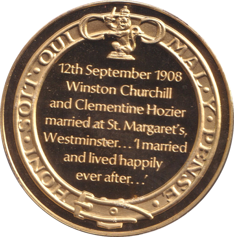1974 SILVER GOLD PLATED WINSTON CHURCHILL WEDDING MEDALLION